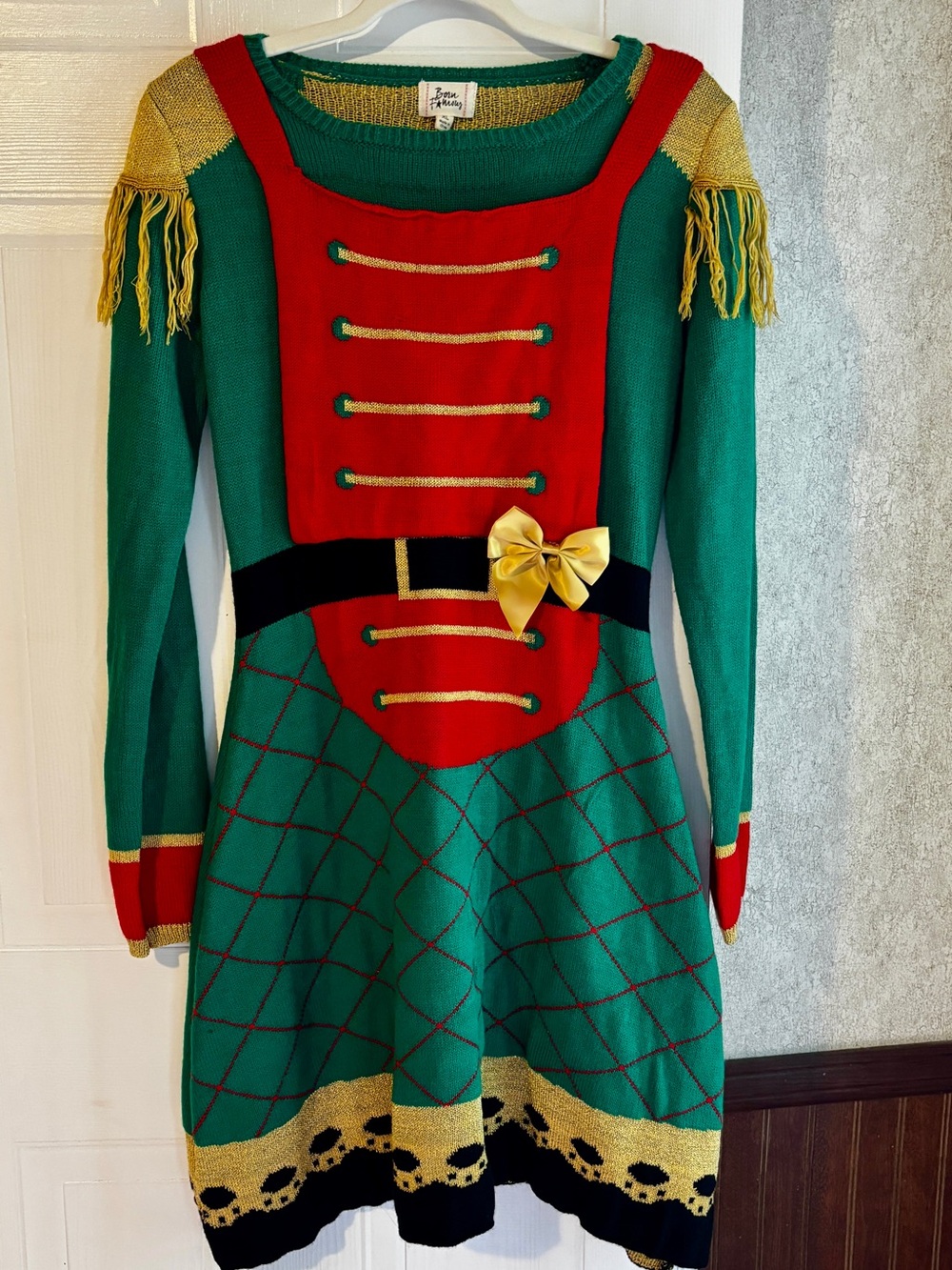 Born Famous XL Christmas Elf Sweater Dress Ugly Christmas Holiday Costume